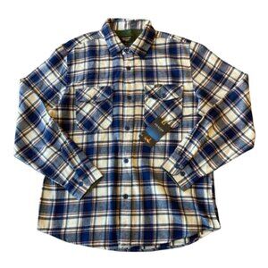 Seager Flannel Long Sleeve Plaid Button Shirt Men's Medium M Navy NWT